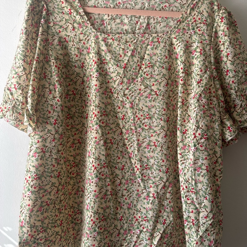SHEIN Curve Floral Blouse Cottagecore Puff Sleeve Flowy 3XL